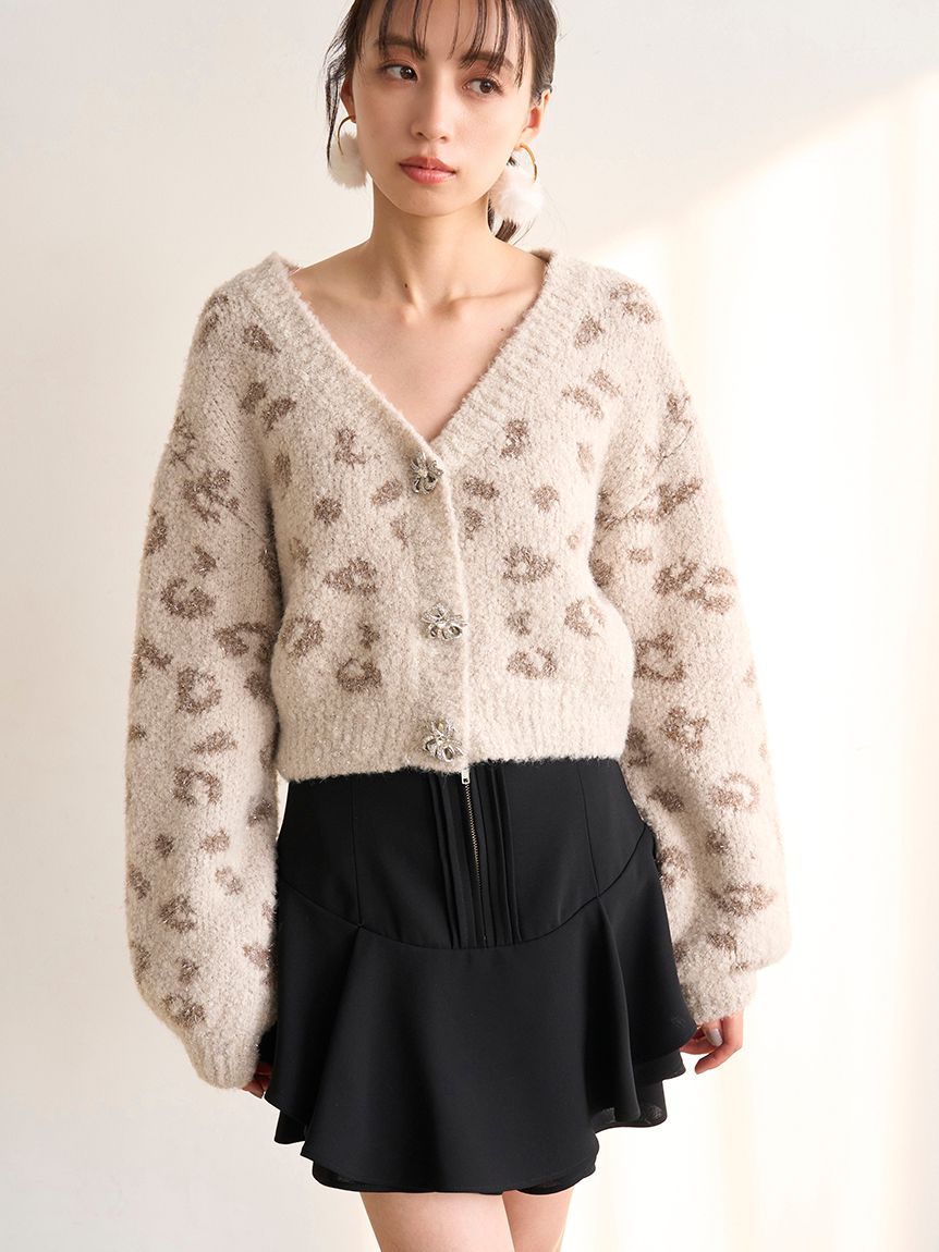 ビジューリボンショートカーディガン(カーディガン)｜トップス