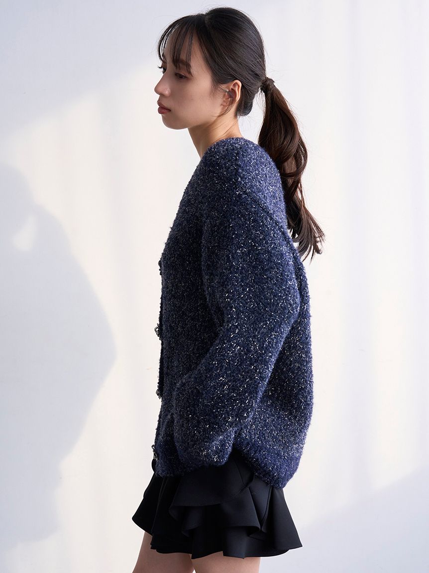 ビジューリボンミドルカーディガン(カーディガン)｜トップス