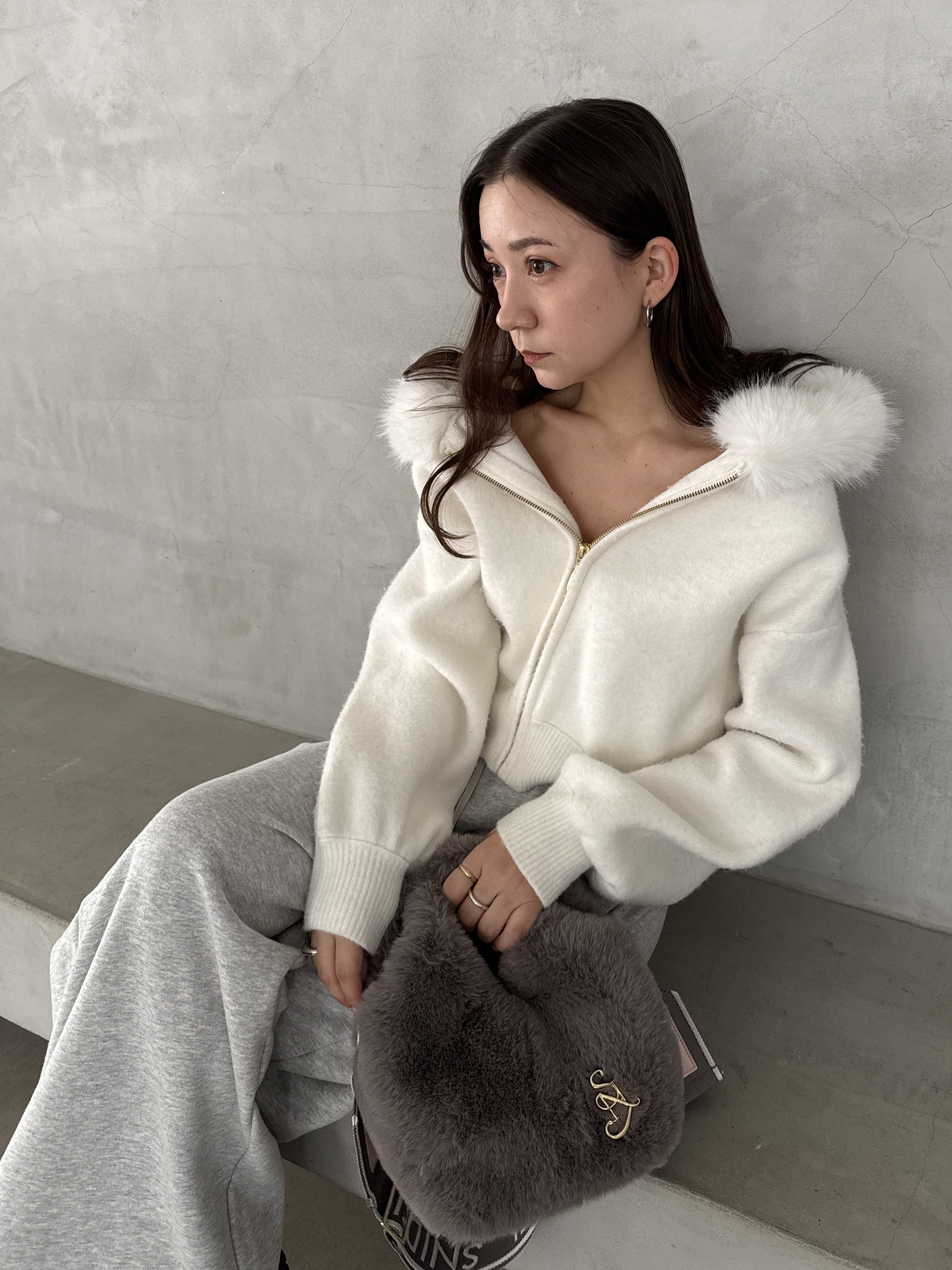 Sustainableファー付きニットパーカー(ニット)｜トップス｜SNIDEL