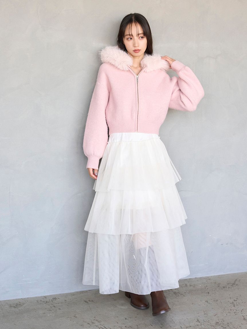 SNIDEL ホワイト フード付きオーバーサイズパーカー snidel ホワイト ジッパー付き フードパーカー snidel ホワイト