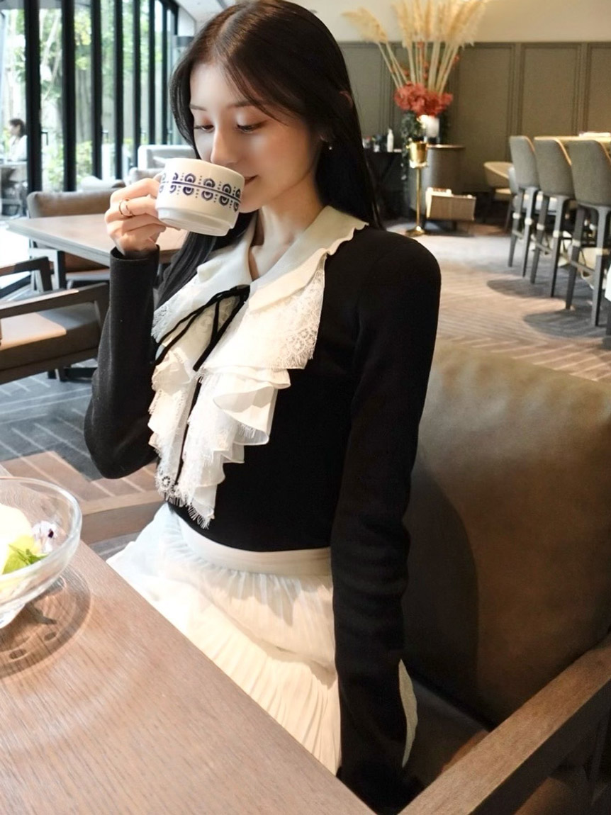 Sustainableレイヤードラッフルニットプルオーバー(ニット)｜トップス