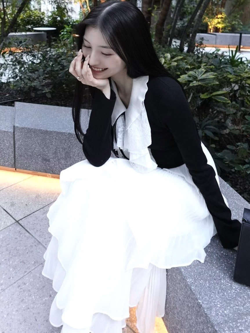 Sustainableレイヤードラッフルニットプルオーバー(ニット)｜トップス