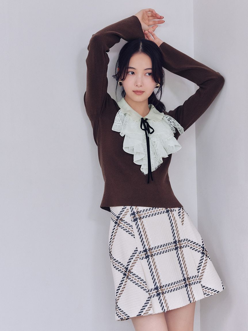 Sustainableレイヤードラッフルニットプルオーバー(ニット)｜トップス