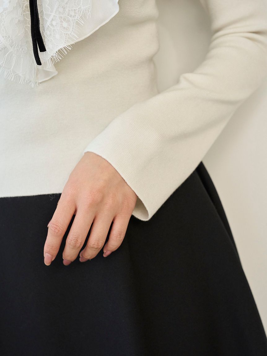 Sustainableレイヤードラッフルニットプルオーバー(ニット)｜トップス