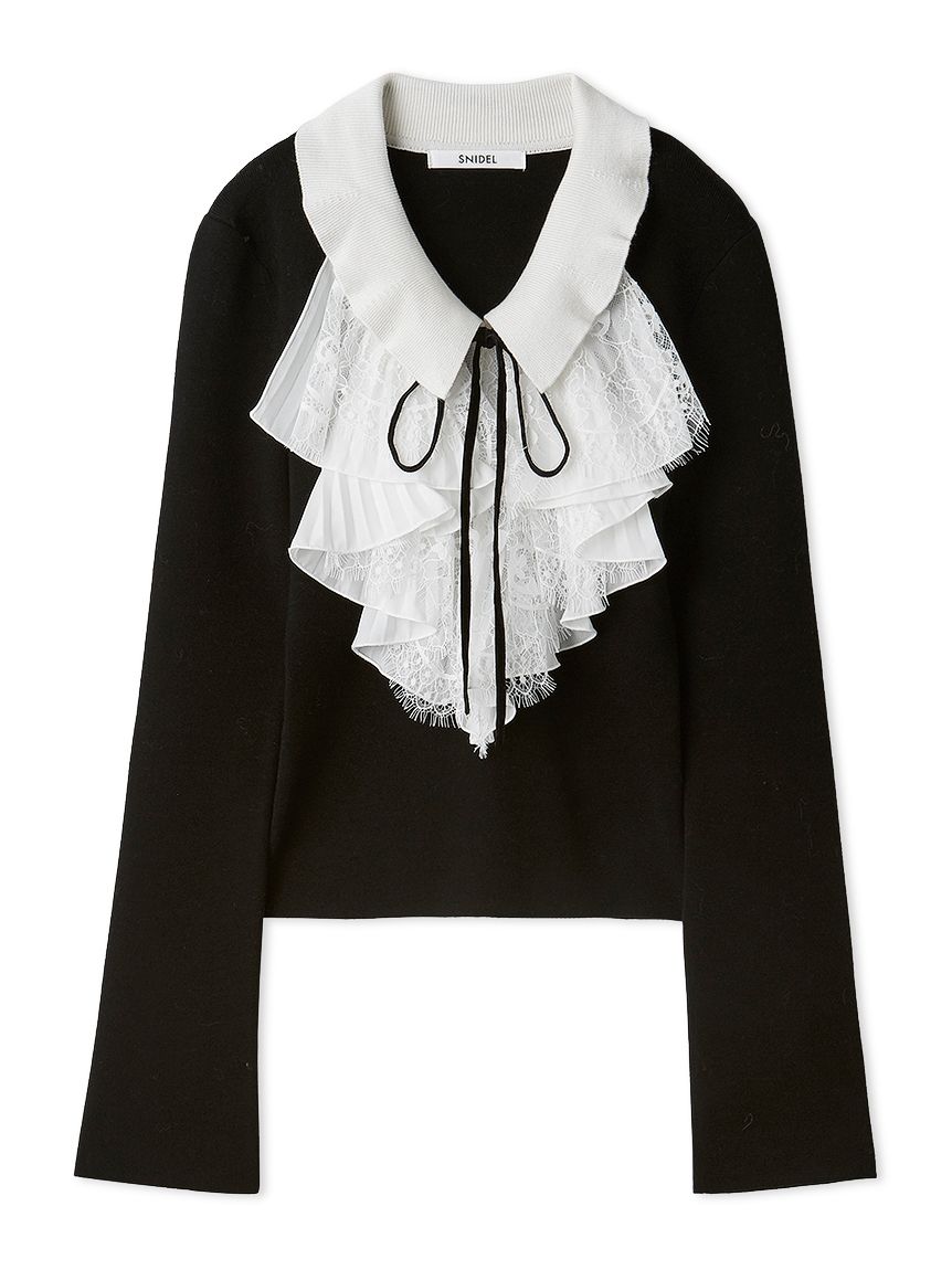 Sustainableレイヤードラッフルニットプルオーバー(ニット)｜トップス