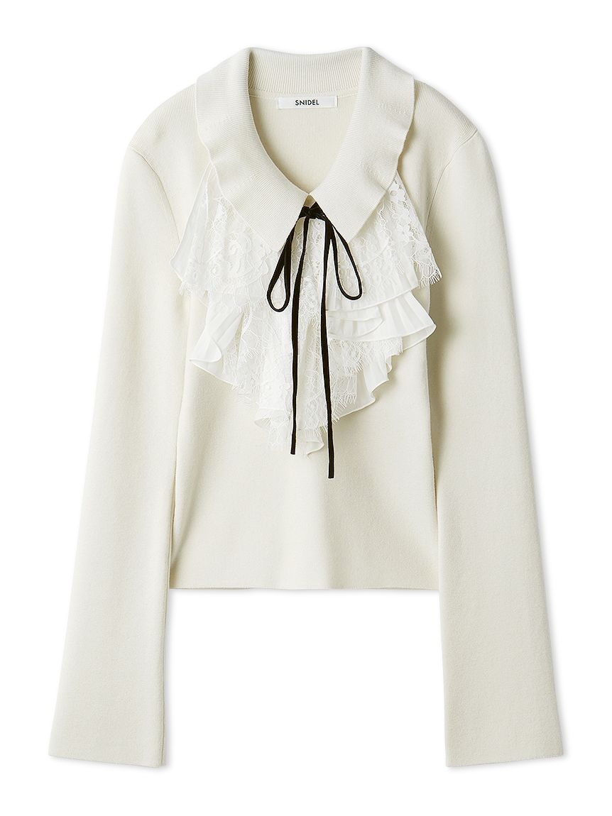 Sustainableレイヤードラッフルニットプルオーバー(ニット)｜トップス