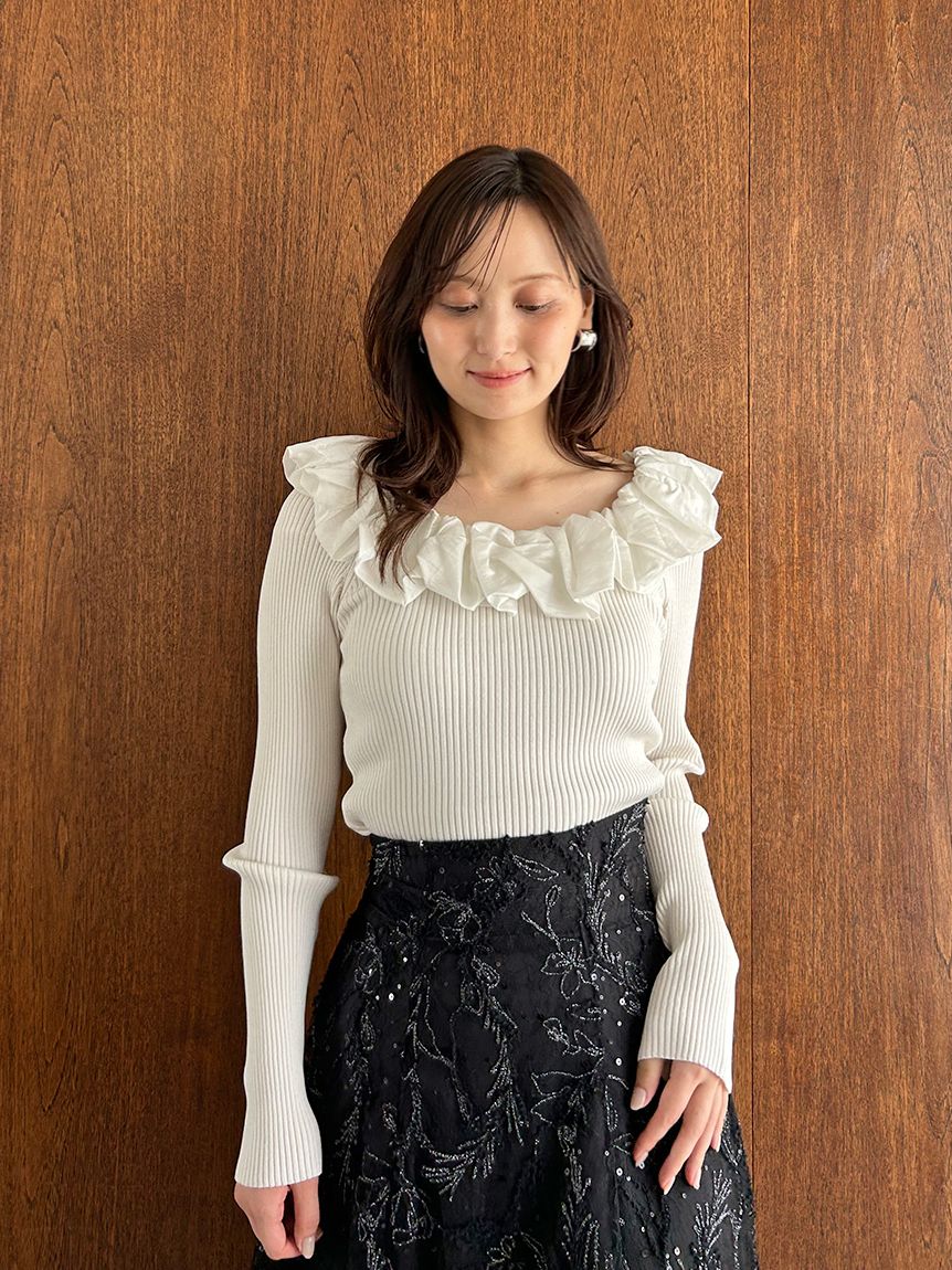 シアーフリルニットプルオーバー【カンヘウォン着用】(ニット