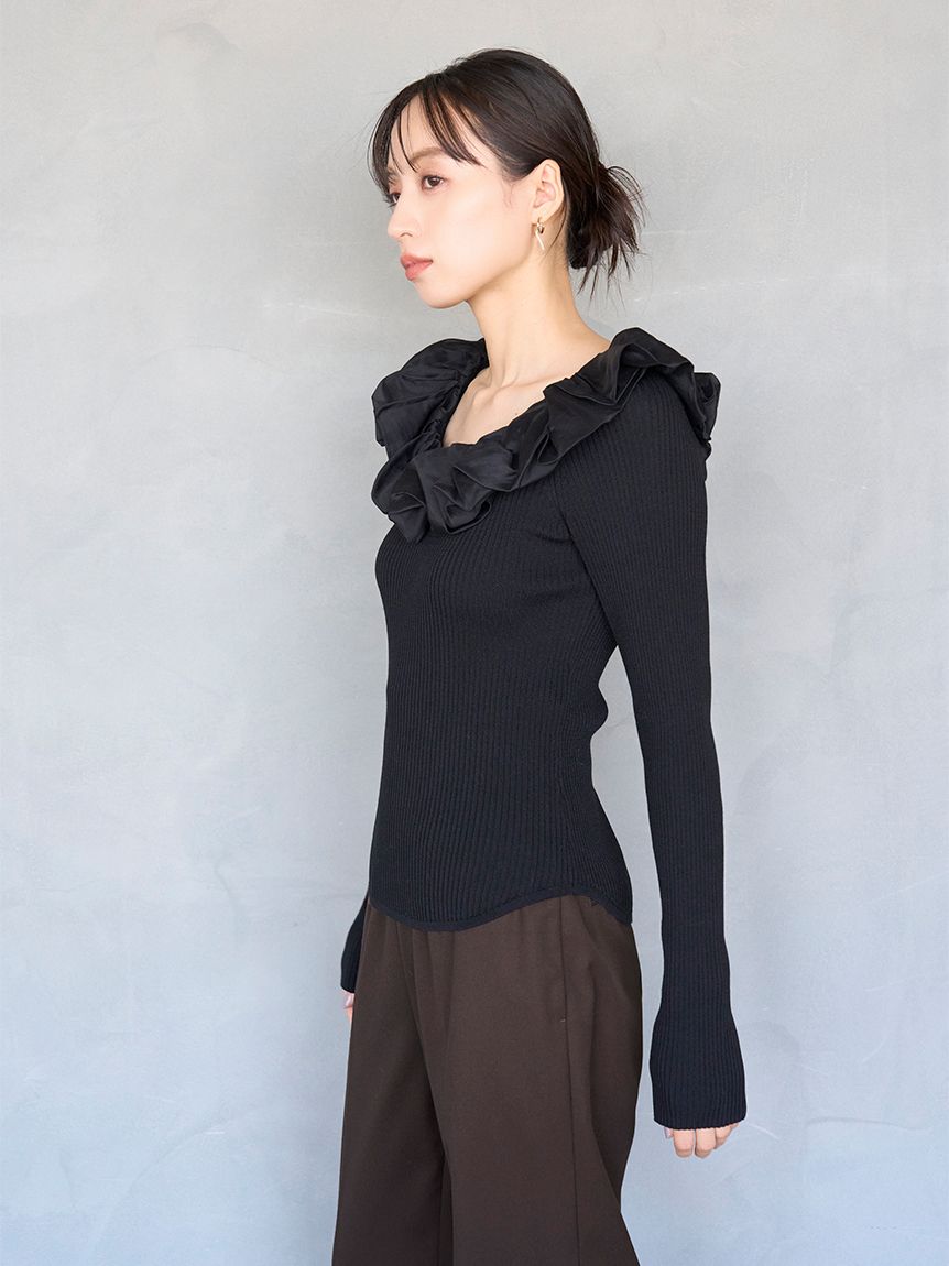 シアーフリルニットプルオーバー【カンヘウォン着用】(ニット