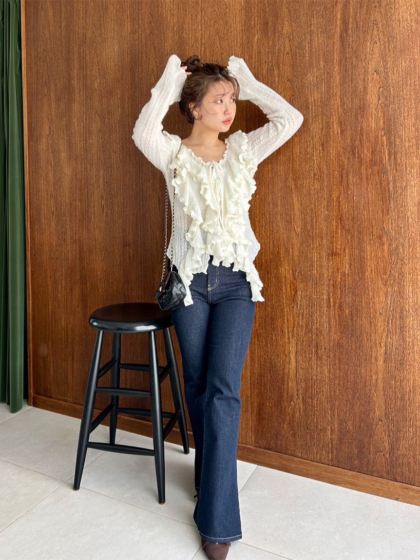 snidel スナイデル ラッフル刺繍ニットプルオーバー SNIDEL（スナイデル）の「ラッフル刺繍ニットプルオーバー（ニット