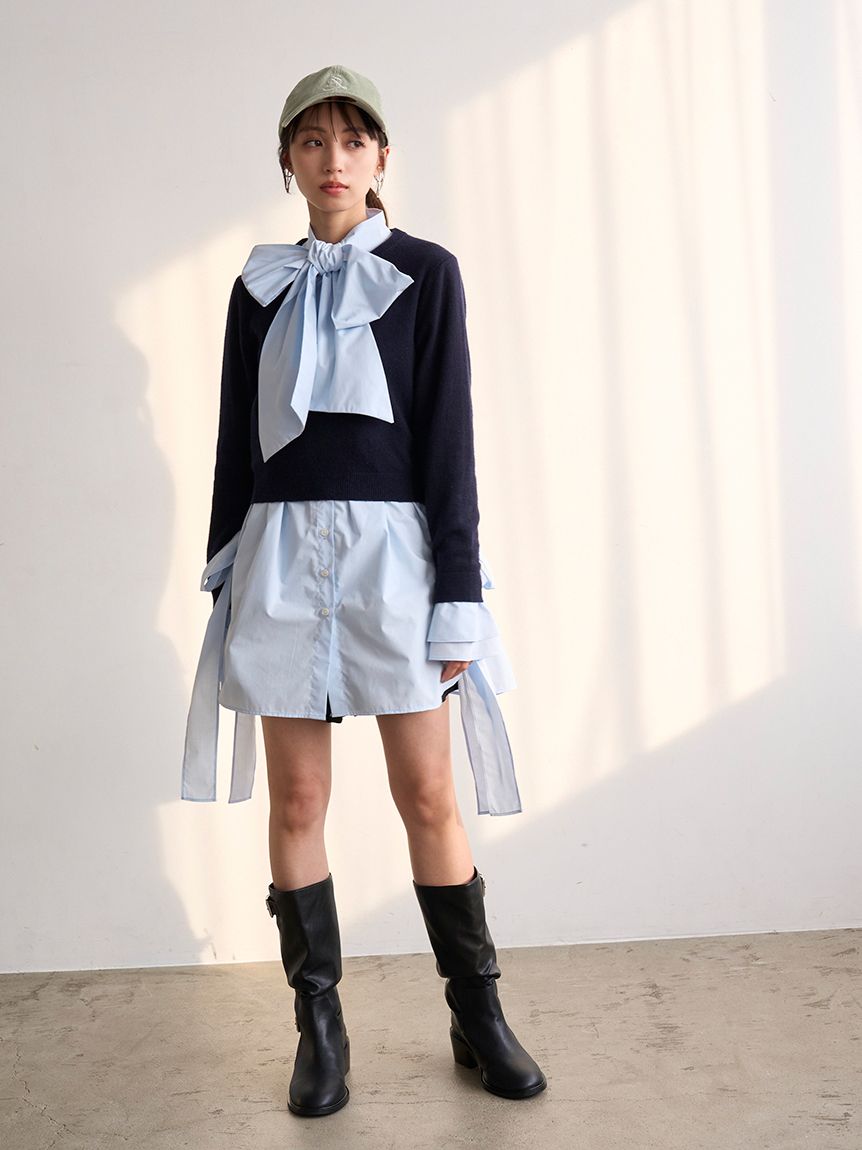 スナイデル レイヤードボウタイチュニック レイヤードボウタイチュニック(ニット)｜トップス｜SNIDEL(スナイデル