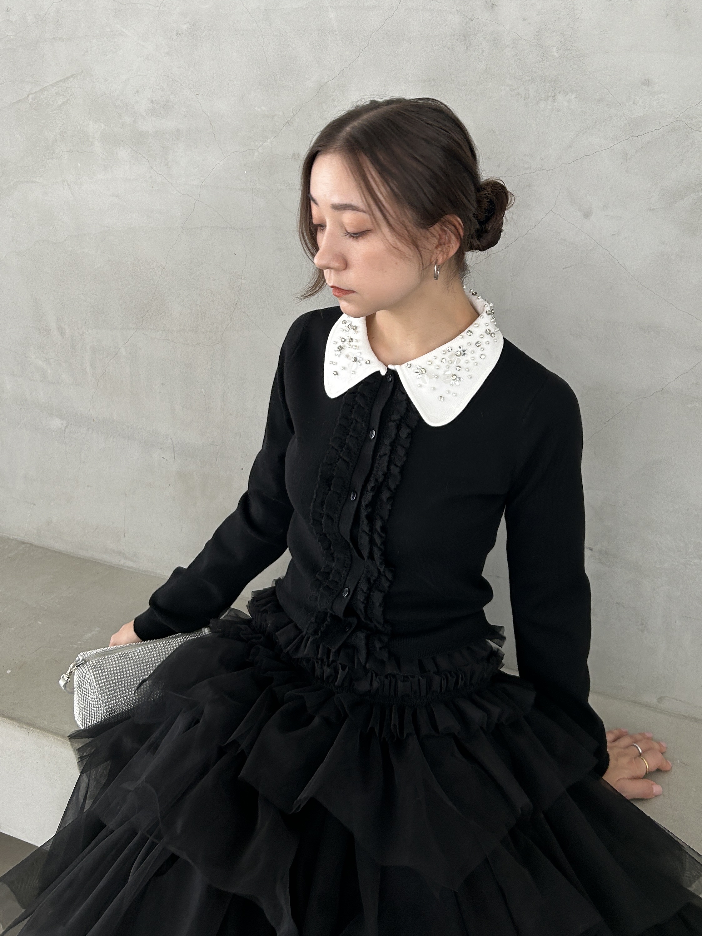 WEB限定】ビジューカラーニットカーディガン(カーディガン)｜トップス