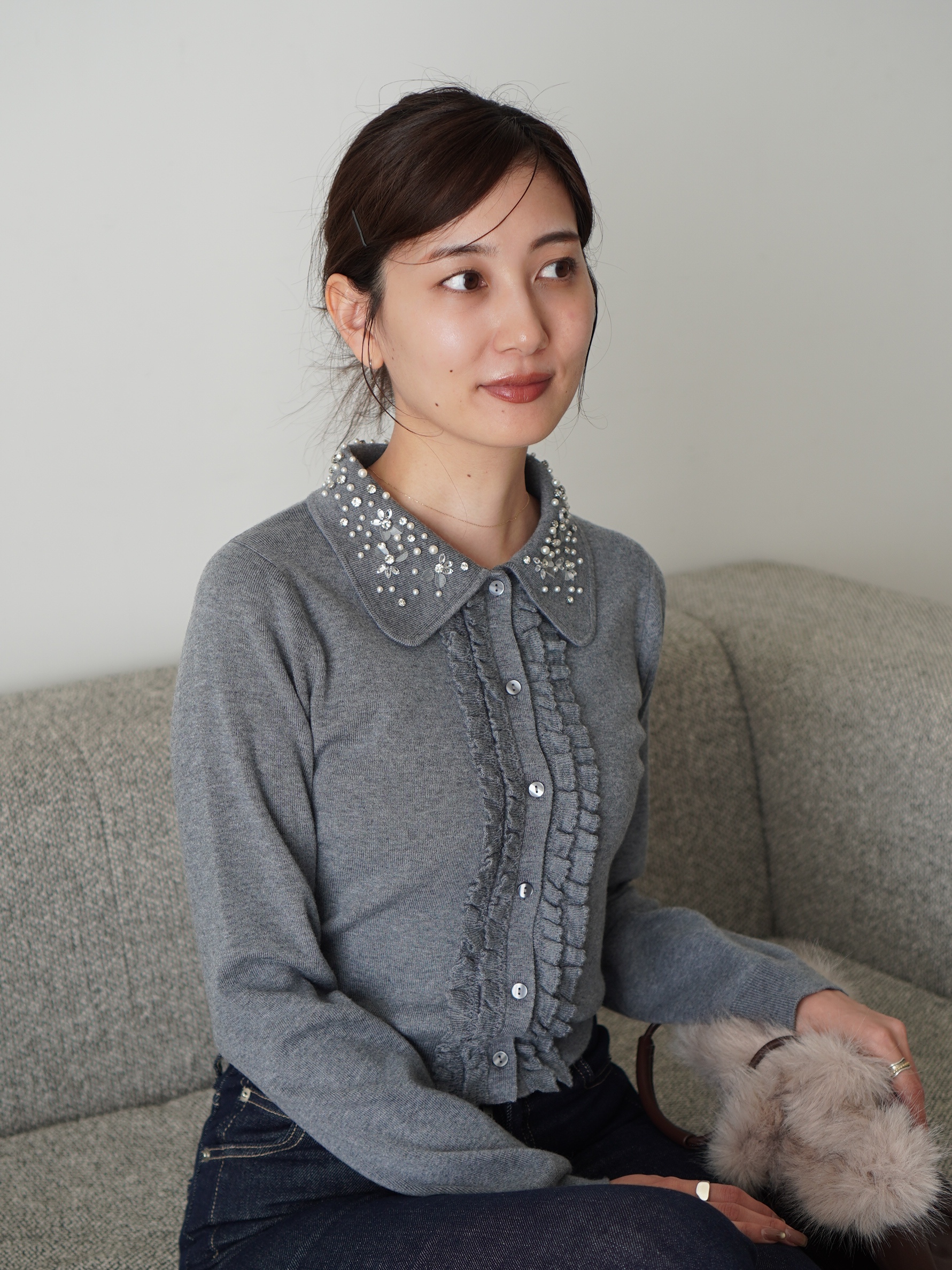 WEB限定】ビジューカラーニットカーディガン(カーディガン)｜トップス