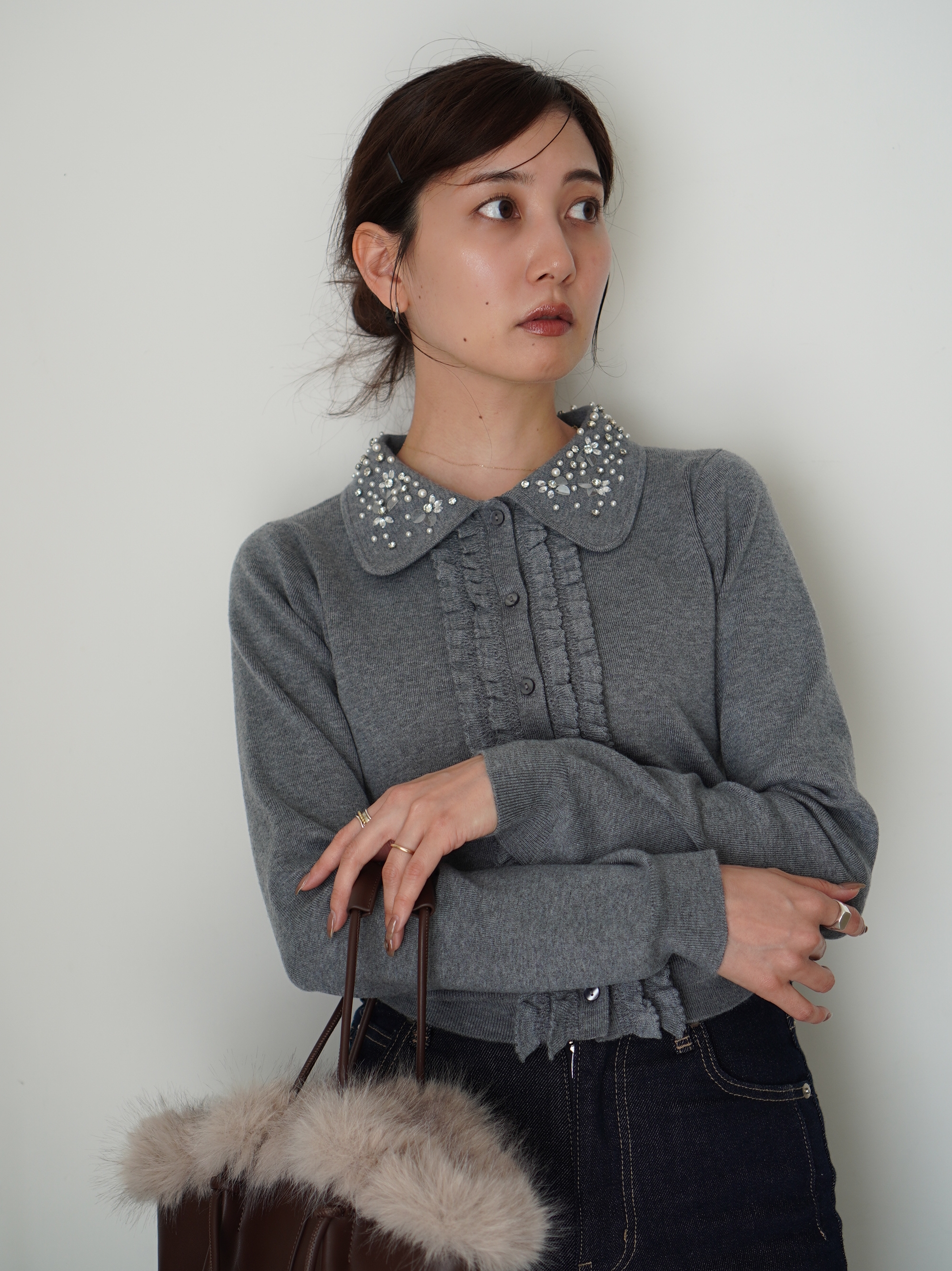 WEB限定】ビジューカラーニットカーディガン(カーディガン)｜トップス