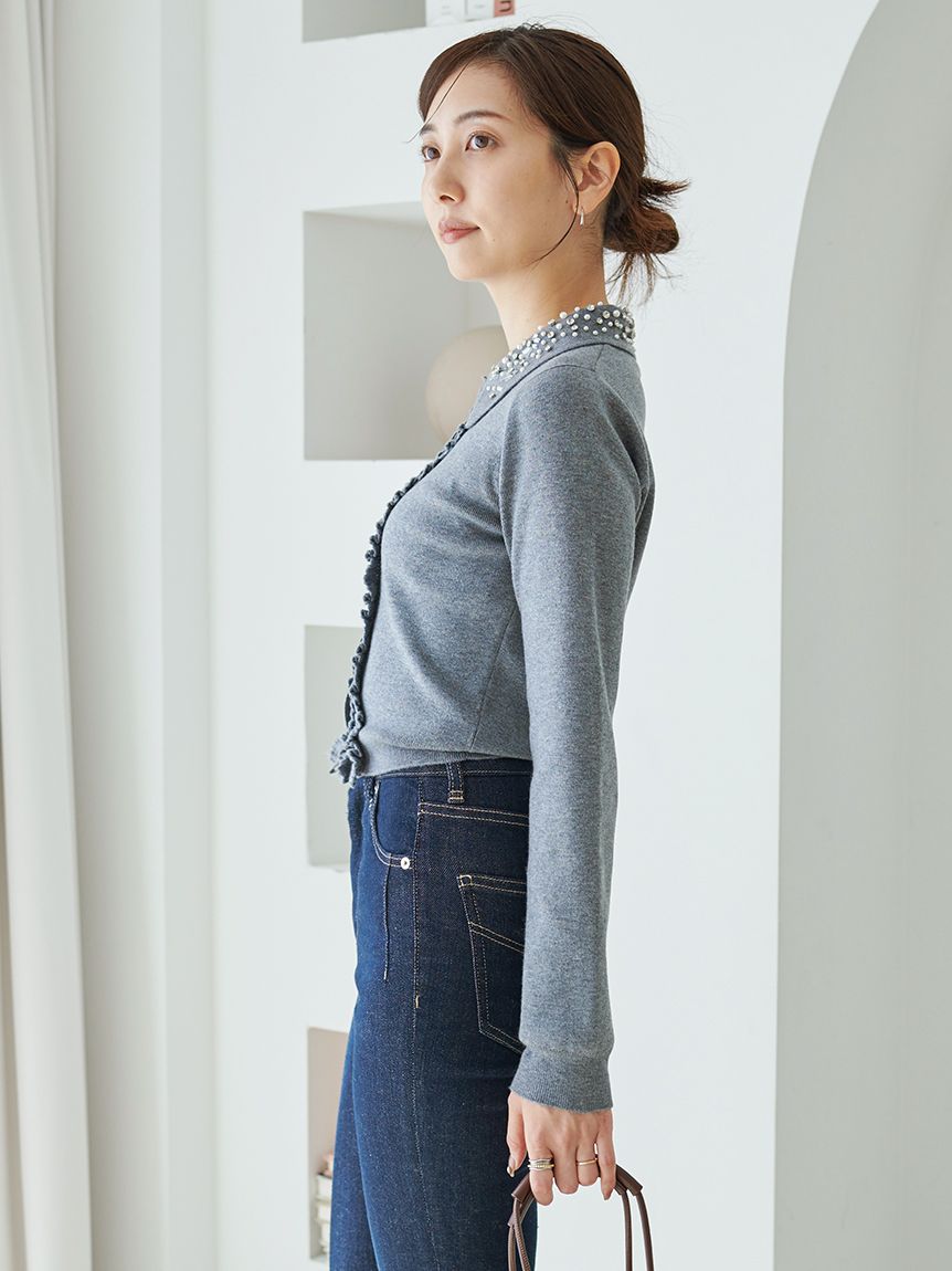 WEB限定】ビジューカラーニットカーディガン(カーディガン)｜トップス