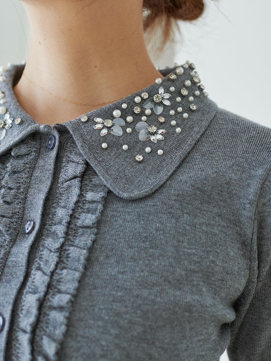 WEB限定】ビジューカラーニットカーディガン(カーディガン)｜トップス