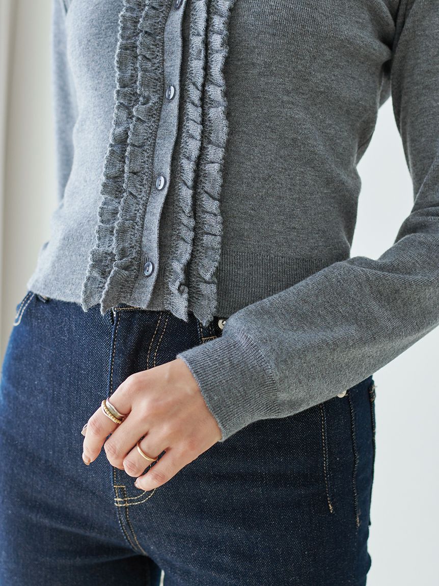 WEB限定】ビジューカラーニットカーディガン(カーディガン)｜トップス