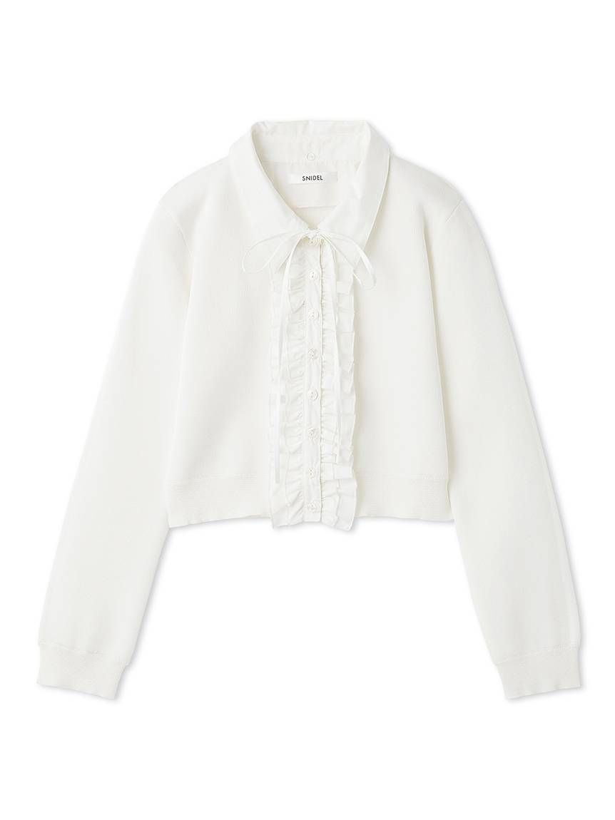 【新品未使用】SNIDEL♡シアーフリルカーディガン ホワイト セール】シアーフリルカーディガン（カーディガン/ボレロ）｜SNIDEL