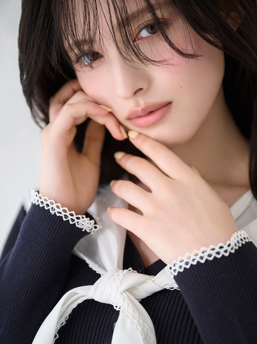 新品　Sustainableスカーフブラウスドッキングプルオーバー　紺 SNIDEL（スナイデル） ニット セーター Sustainableスカーフブラウス