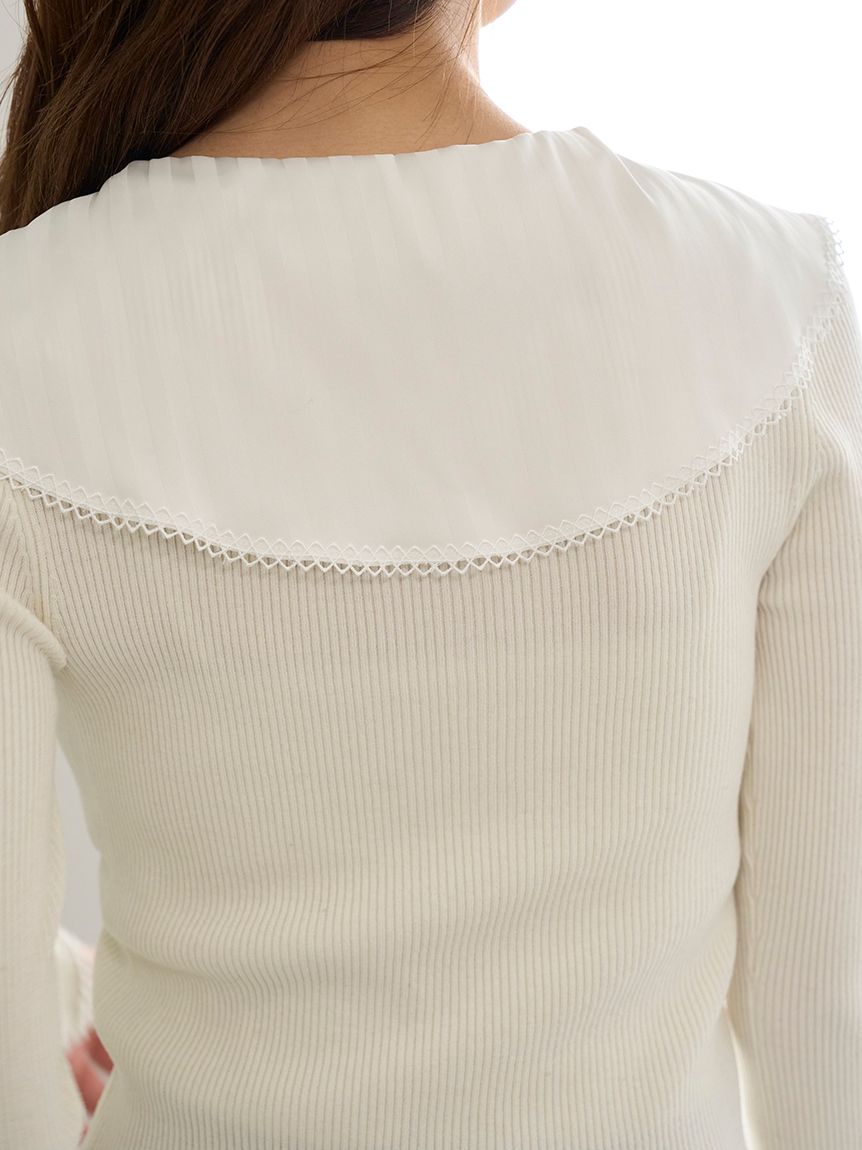 Sustainableスカーフブラウスドッキングプルオーバー(ニット