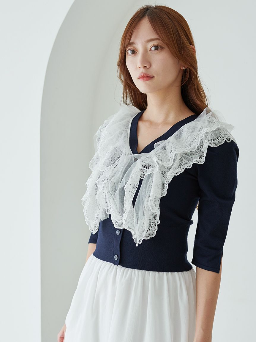 チュールフリルニットプルオーバー(ニット)｜トップス｜SNIDEL