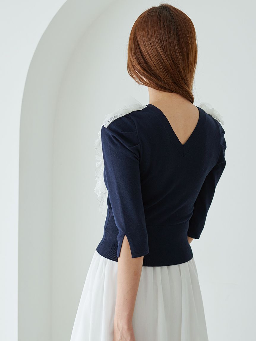 チュールフリルニットプルオーバー(ニット)｜トップス｜SNIDEL