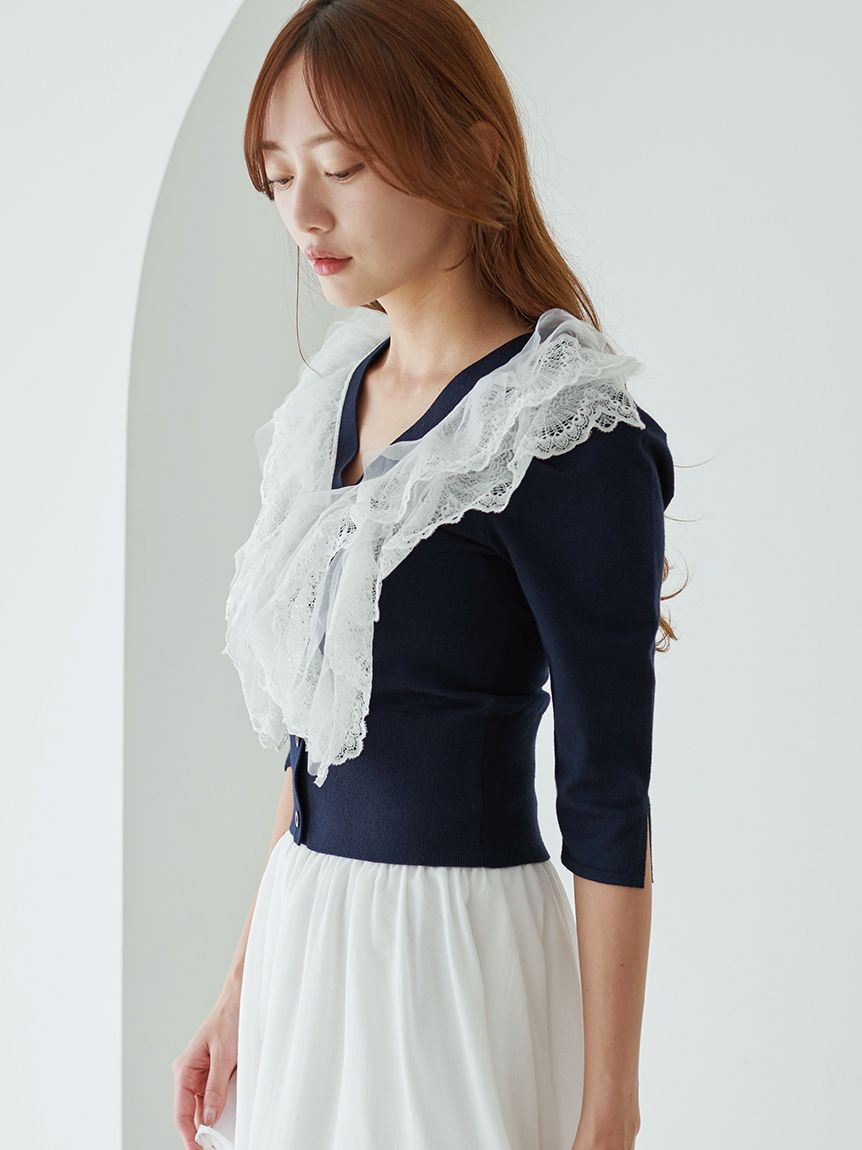 チュールフリルニットプルオーバー(ニット)｜トップス｜SNIDEL