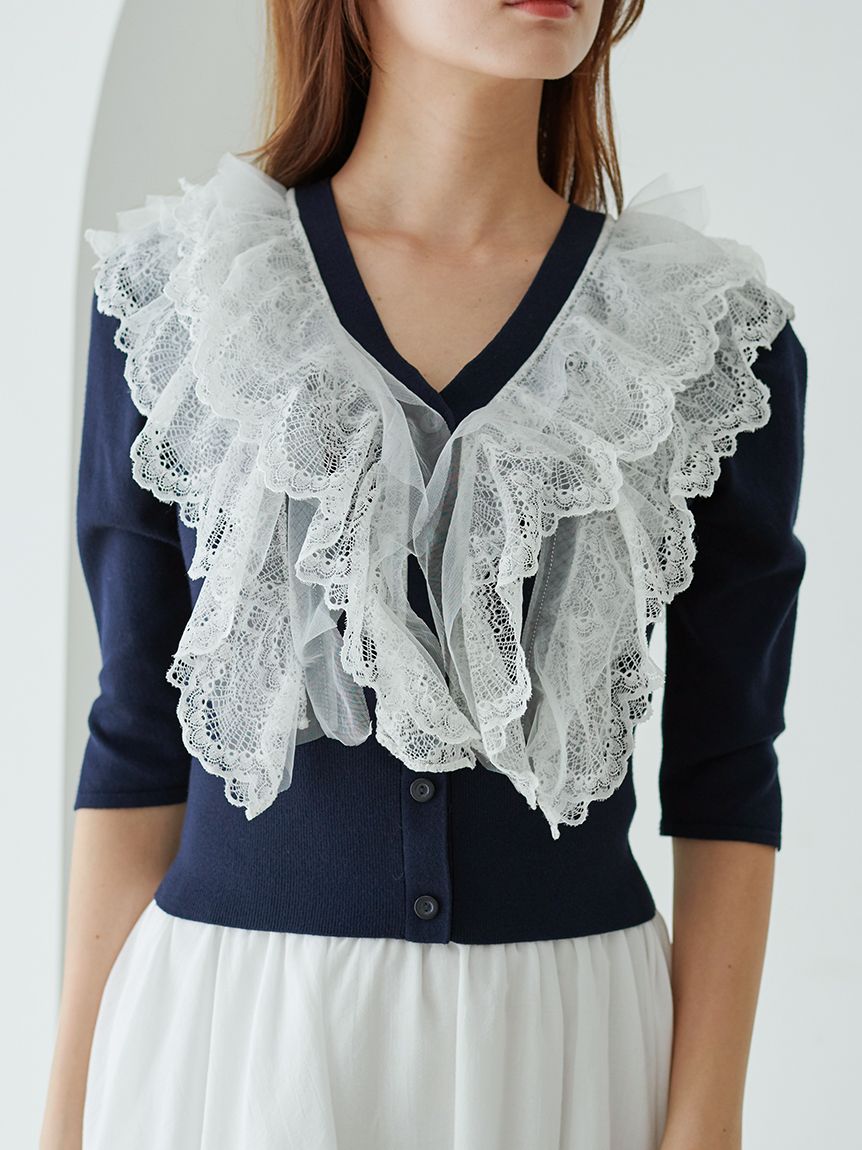 チュールフリルニットプルオーバー(ニット)｜トップス｜SNIDEL