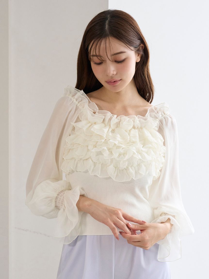 デザインシアーフリルニットプルオーバー(ニット)｜トップス｜SNIDEL