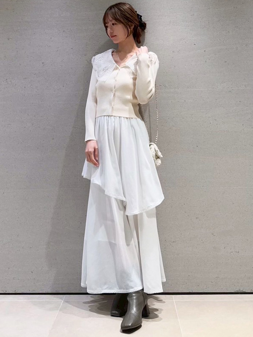 エンブロイダリーカラーニットトップス(ニット)｜トップス｜SNIDEL