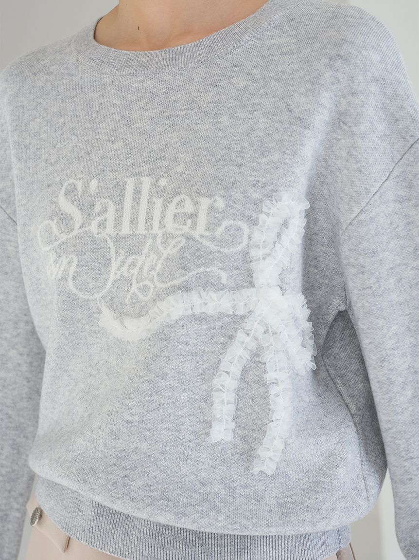 リボンモチーフジャガードニットプルオーバー(ニット)｜トップス