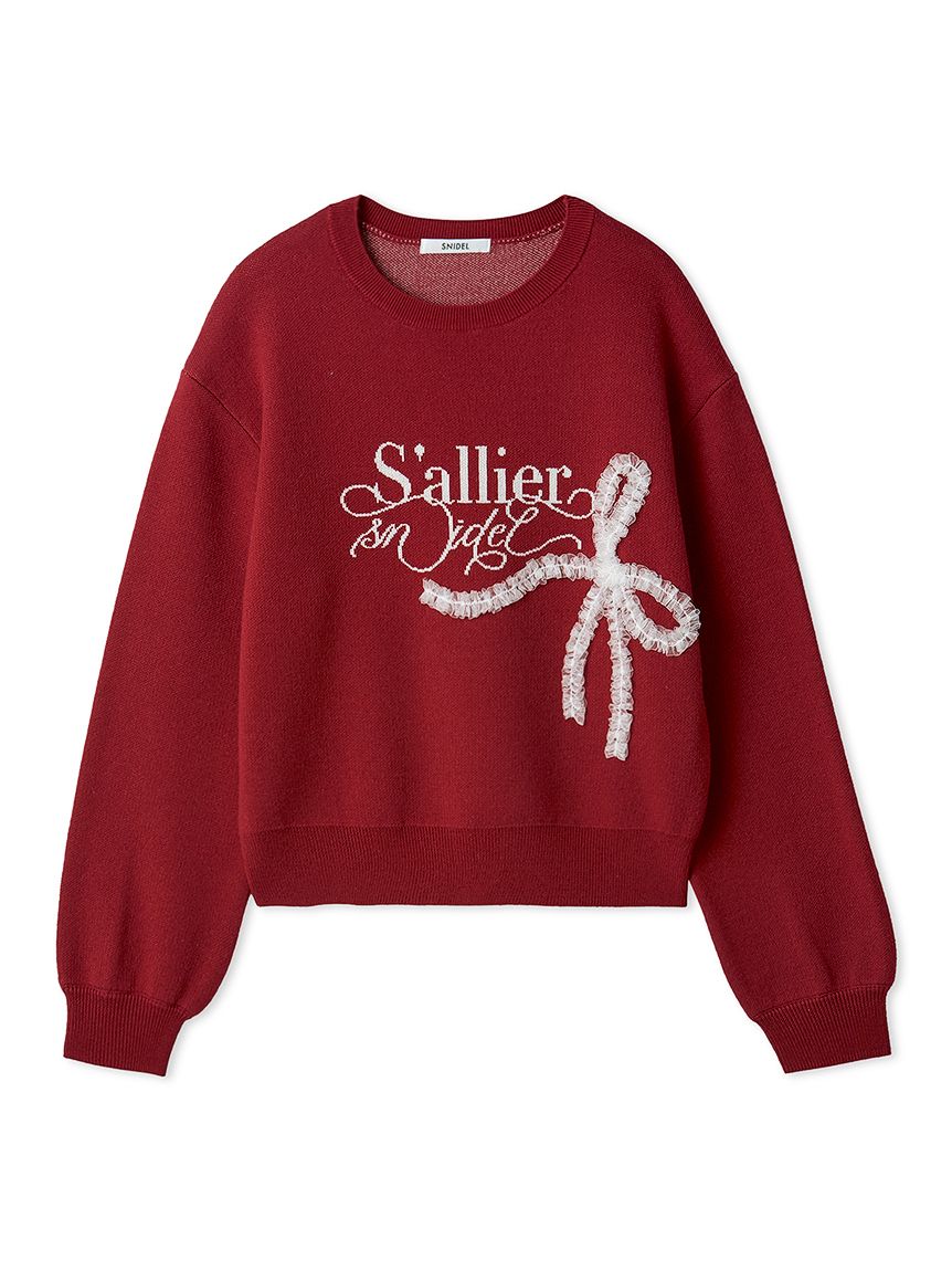 リボンモチーフジャガードニットプルオーバー(ニット)｜トップス