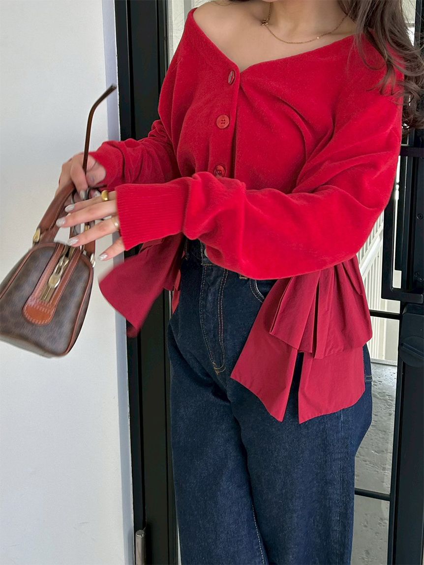 リボンドッキングカーディガン(カーディガン)｜トップス｜SNIDEL