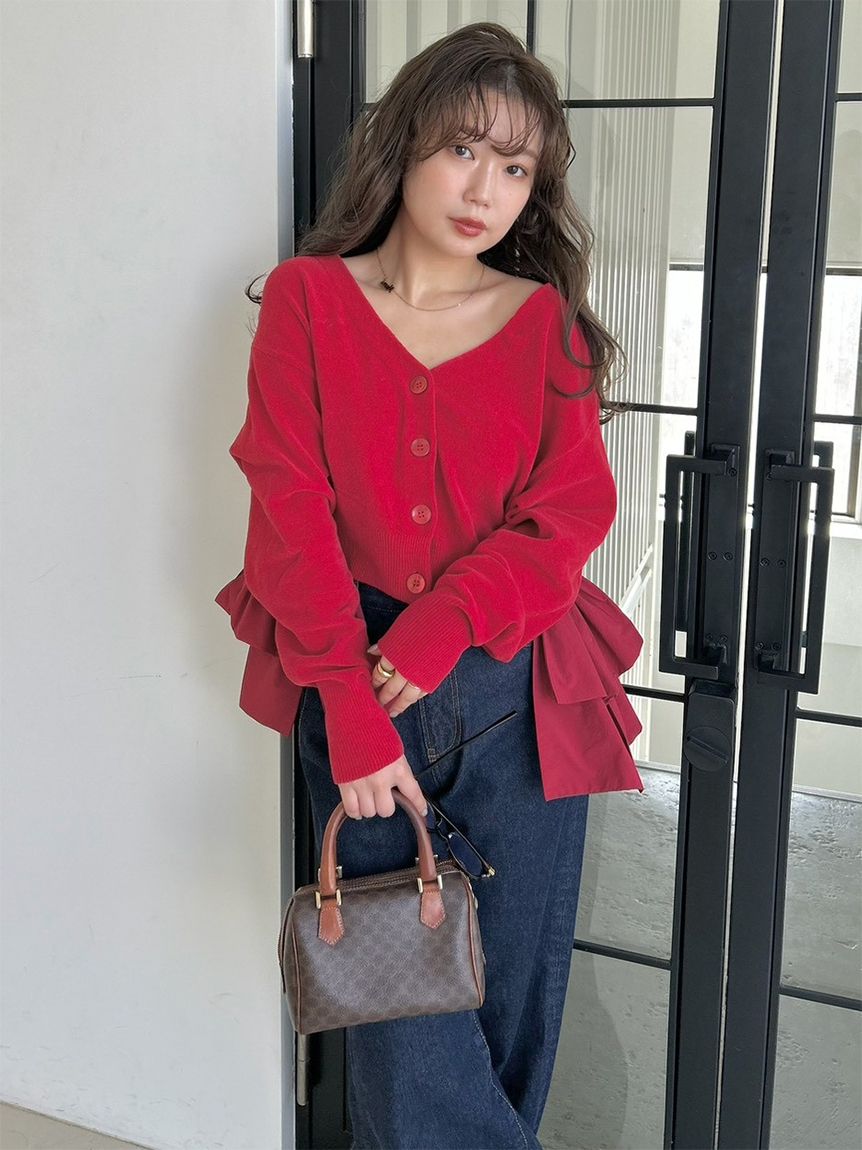 リボンドッキングカーディガン(カーディガン)｜トップス｜SNIDEL