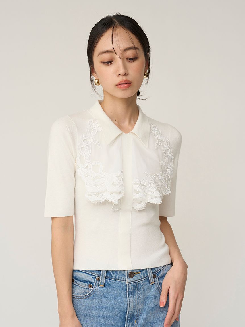 エンブロイダリーカラードッキングニット(ニット)｜トップス｜SNIDEL