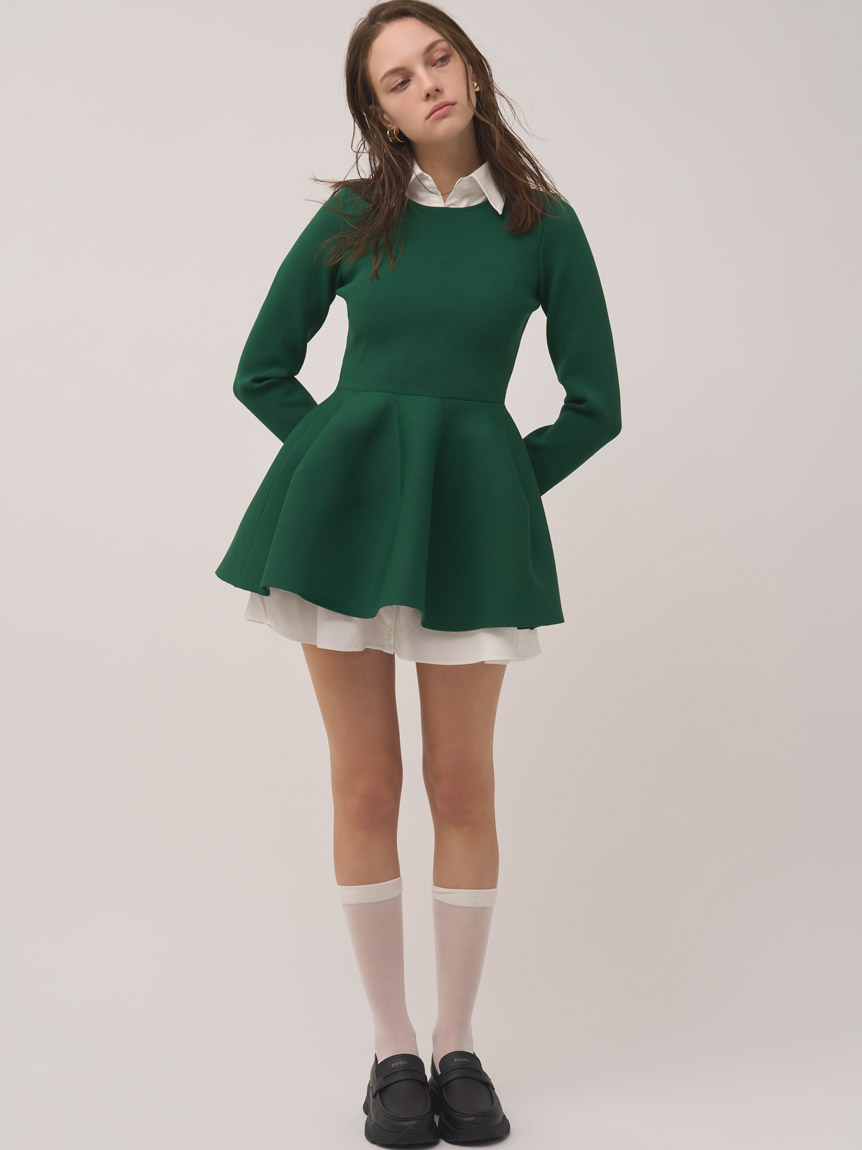 シャツレイヤードニットチュニック(ニット)｜トップス｜SNIDEL