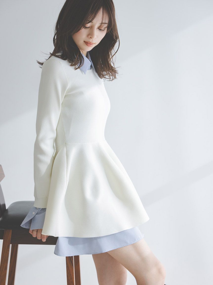 シャツレイヤードニットチュニック(ニット)｜トップス｜SNIDEL