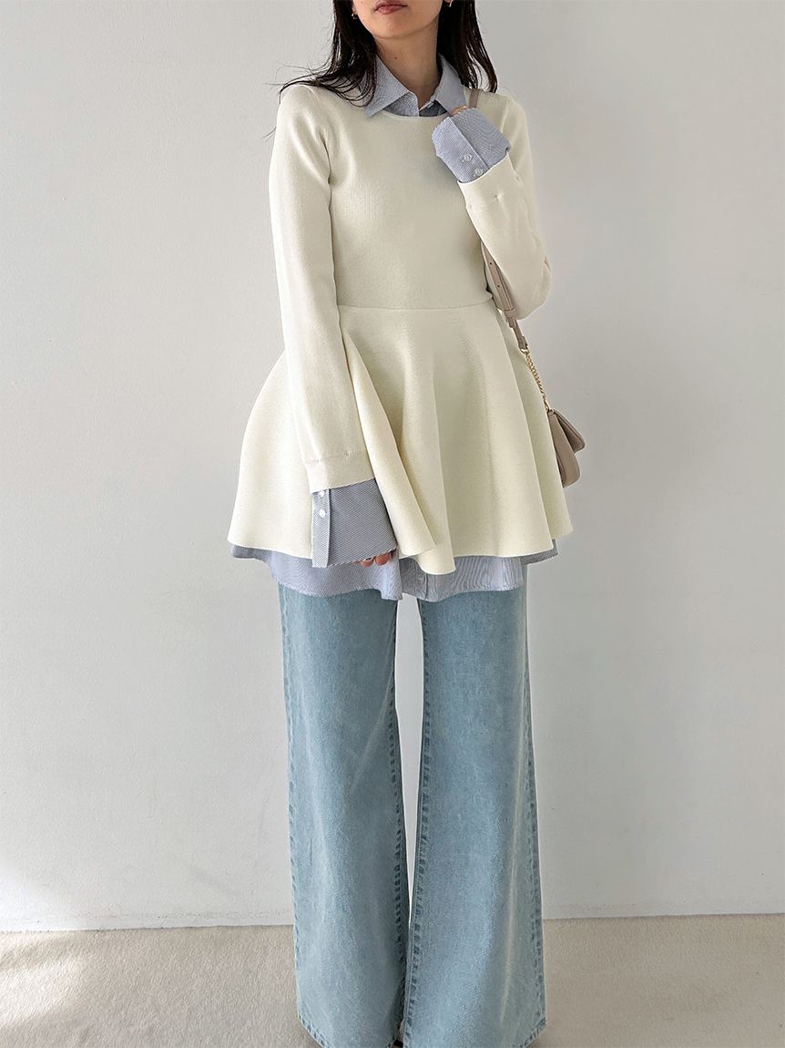 シャツレイヤードニットチュニック(ニット)｜トップス｜SNIDEL