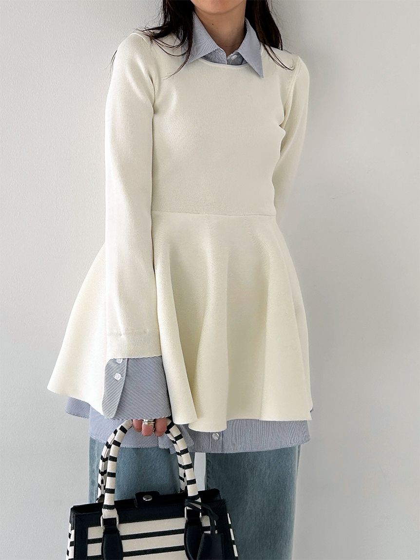 シャツレイヤードニットチュニック(ニット)｜トップス｜SNIDEL