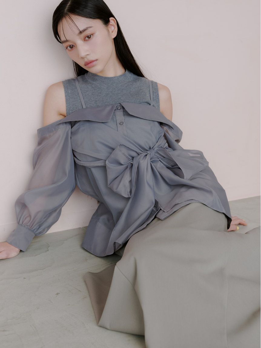 デザインシャツレイヤードニットトップス(ニット)｜トップス｜SNIDEL