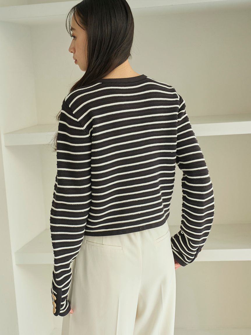 snidel クロシェライクニットジャケット ボーダー Freeサイズ クロシェライクニットジャケット(カーディガン)｜トップス｜SNIDEL