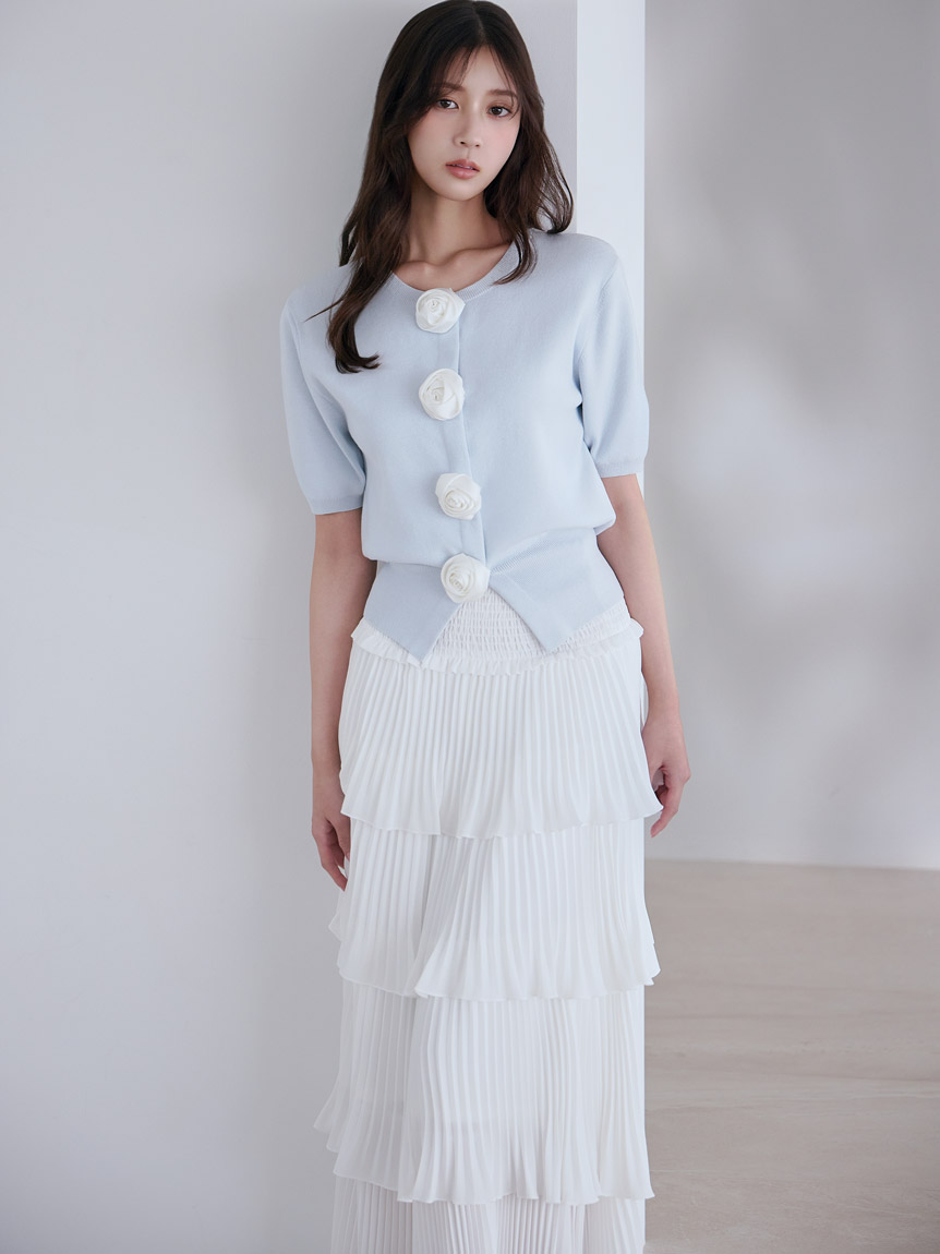 WEB限定/ROSE Collection】モチーフボタンニットカーディガン(ニット