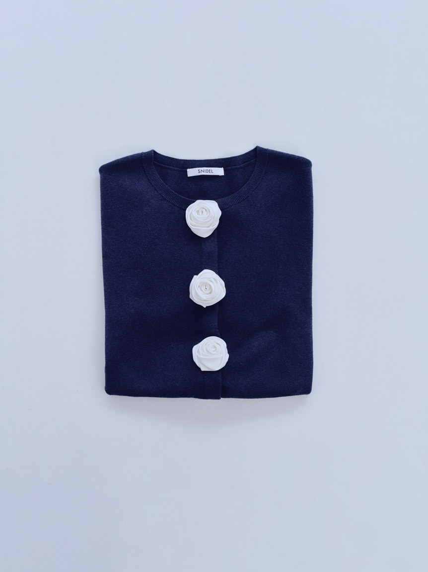 WEB限定/ROSE Collection】モチーフボタンニットカーディガン