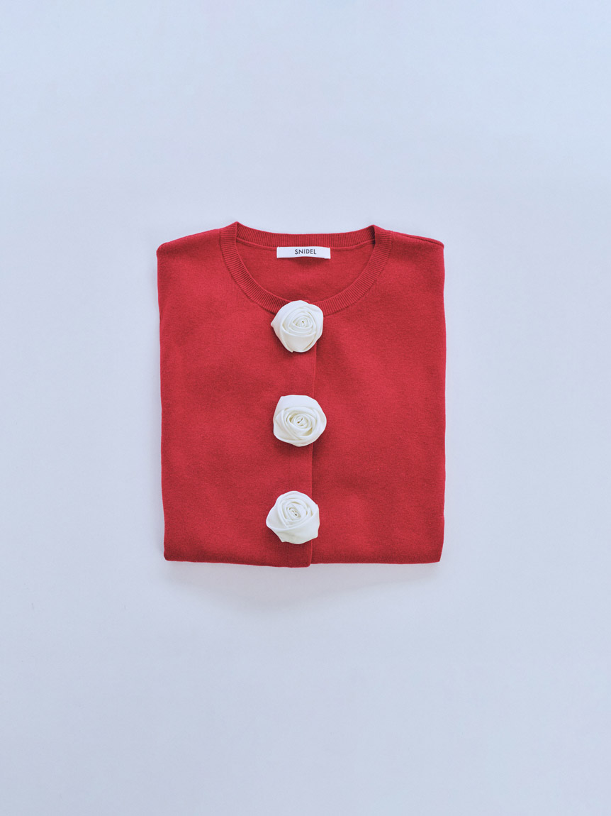 WEB限定/ROSE Collection】モチーフボタンニットカーディガン