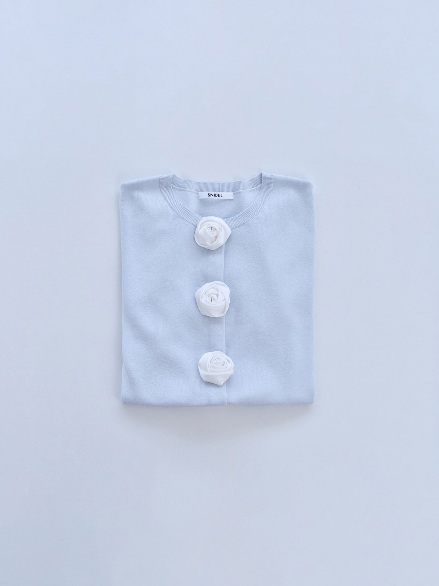 WEB限定/ROSE Collection】モチーフボタンニットカーディガン(ニット