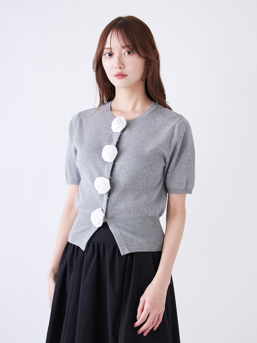 WEB限定/ROSE Collection】モチーフボタンニットカーディガン