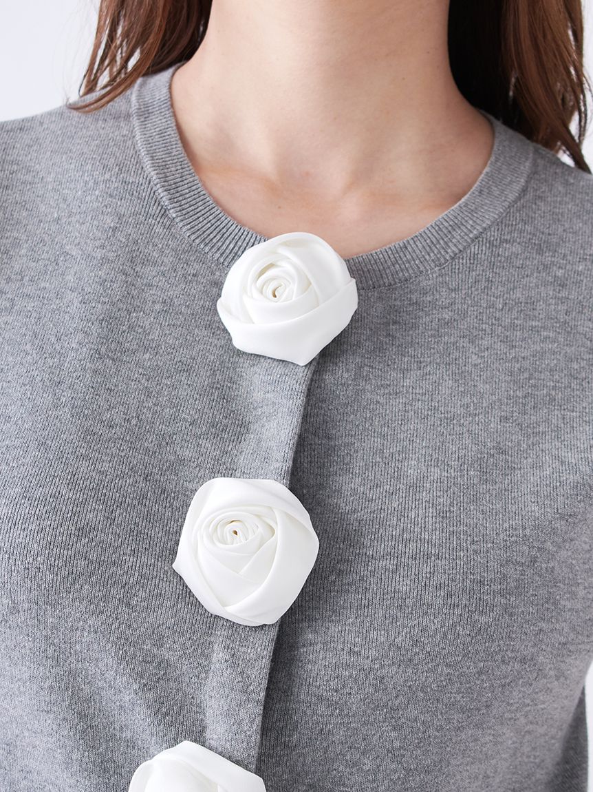 WEB限定/ROSE Collection】モチーフボタンニットカーディガン(ニット