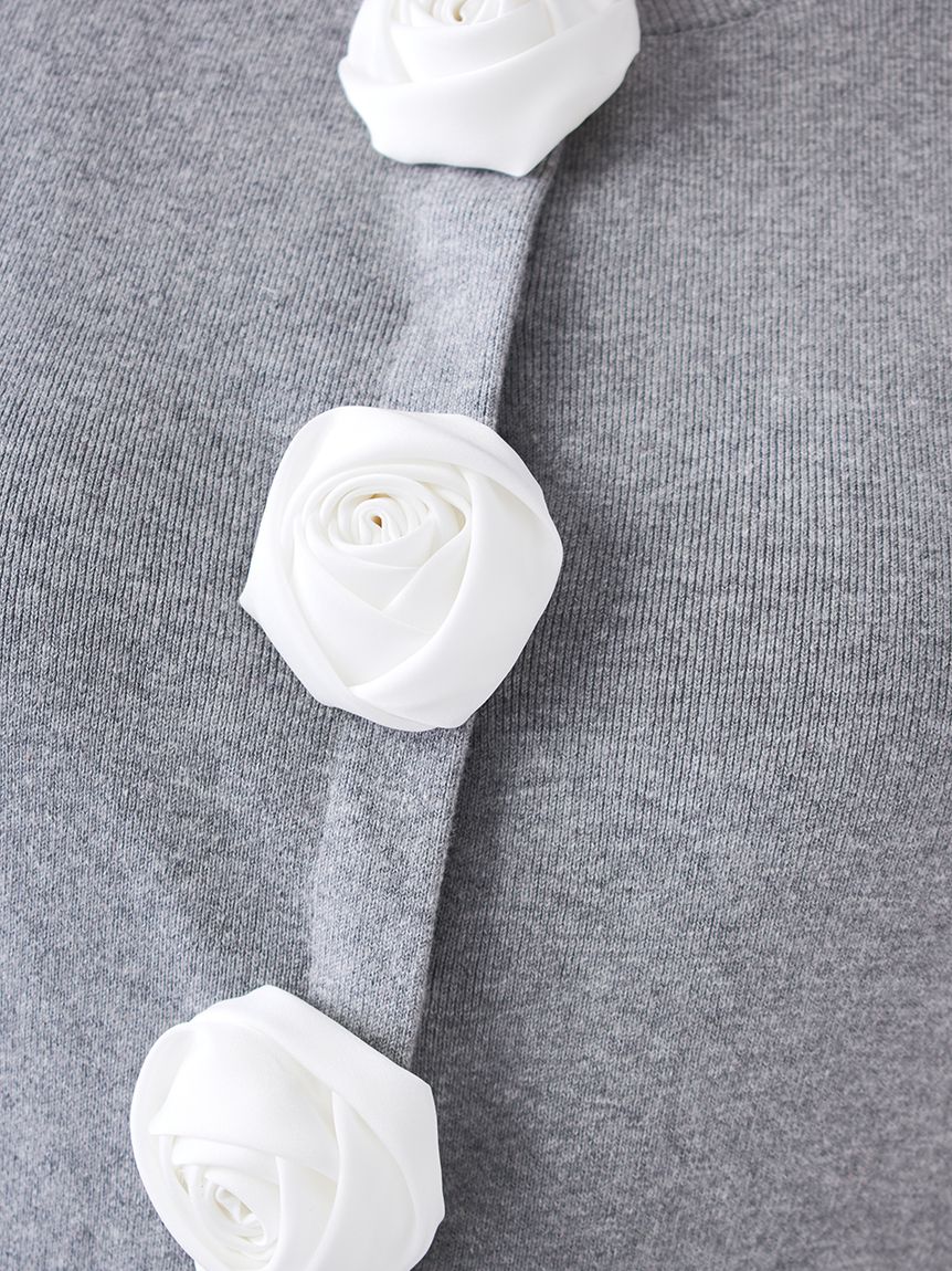 WEB限定/ROSE Collection】モチーフボタンニットカーディガン(ニット