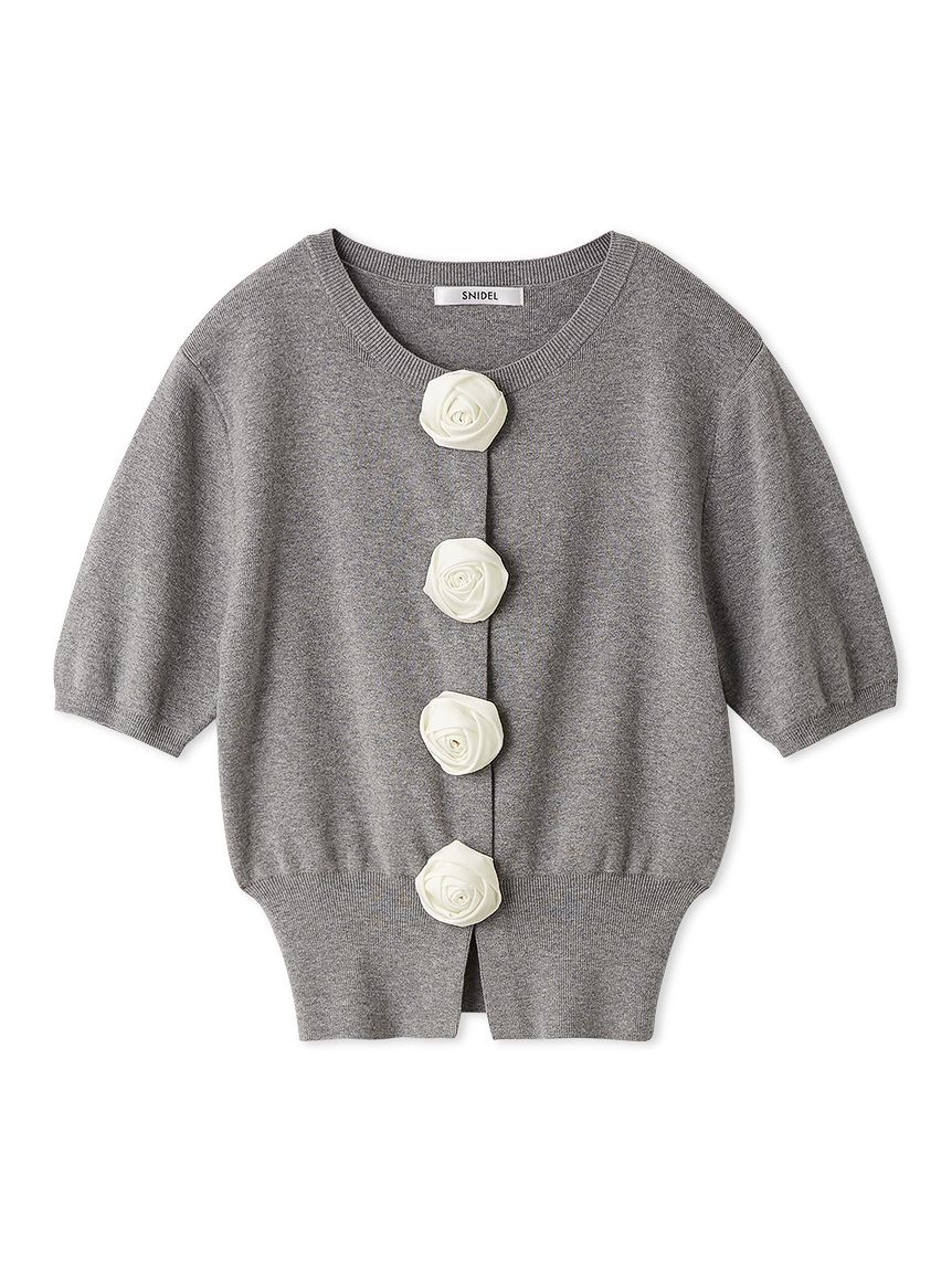 WEB限定/ROSE Collection】モチーフボタンニットカーディガン