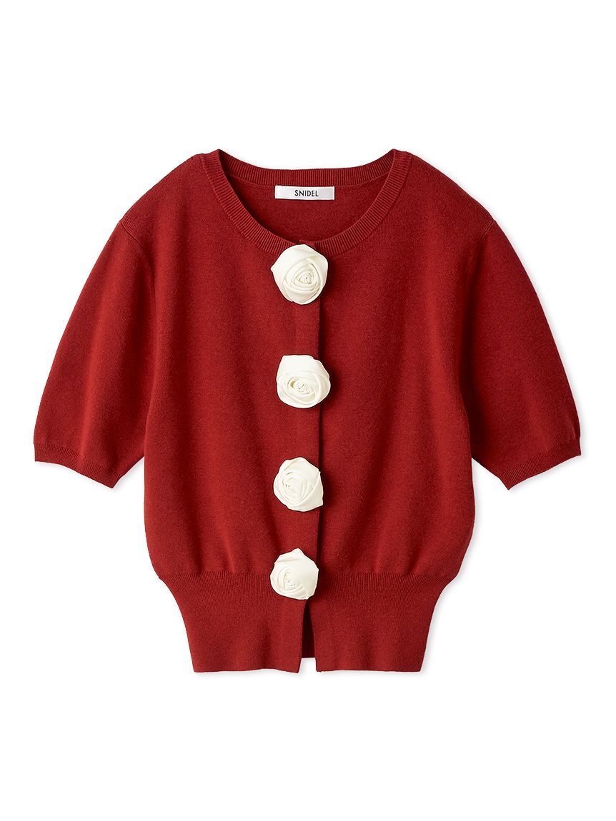 WEB限定/ROSE Collection】モチーフボタンニットカーディガン