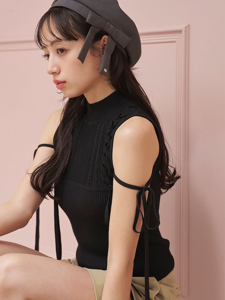 snidel♡レースアップニット レースアップリボンデザインニットプルオーバー(ニット)｜トップス